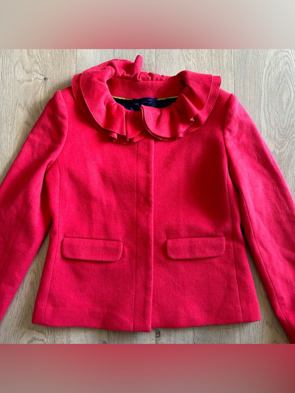 Boden Red Ruffle Collar Jacket - Picture 2 of 6